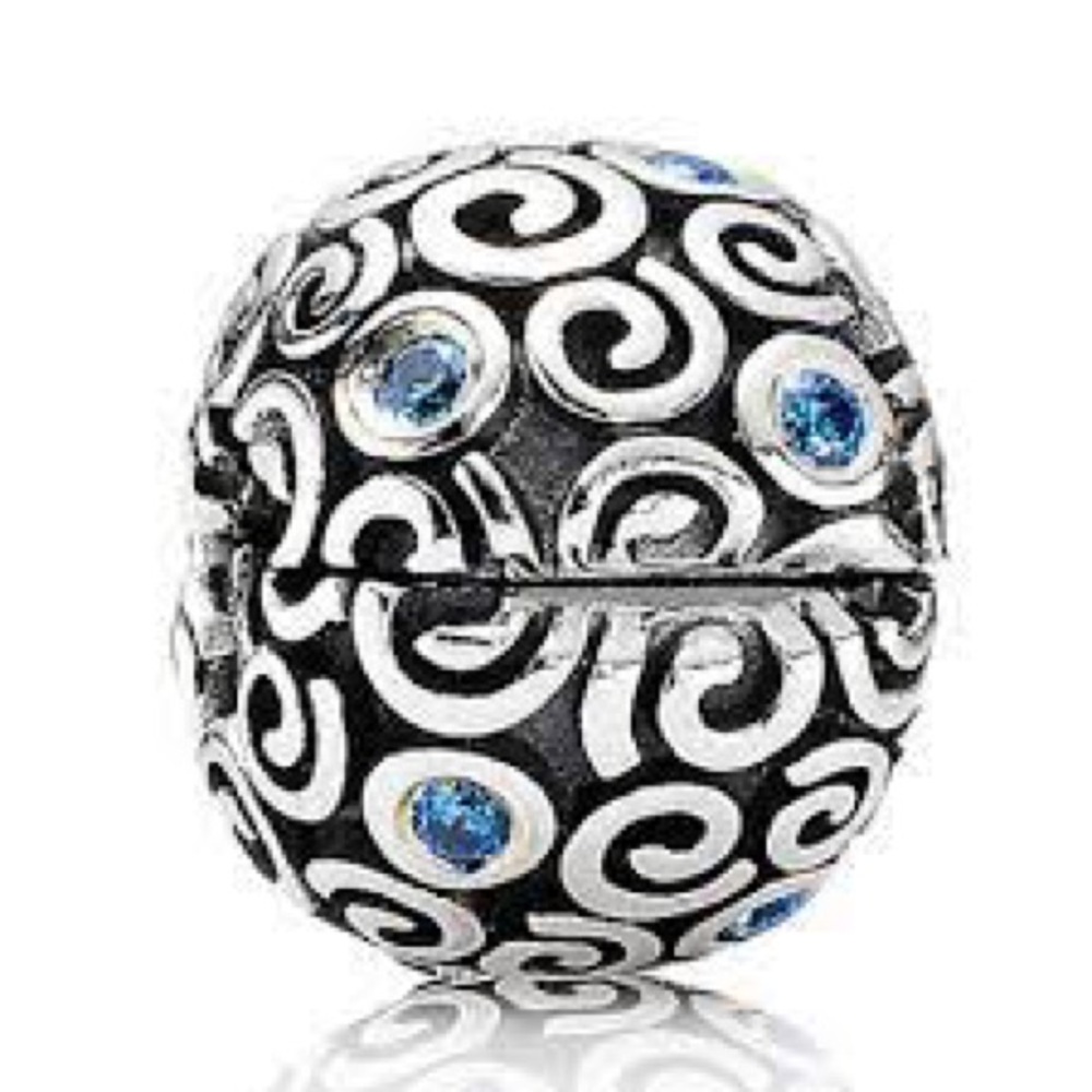 Authentic Pandora 925 Silver Blue CZ Water Clip